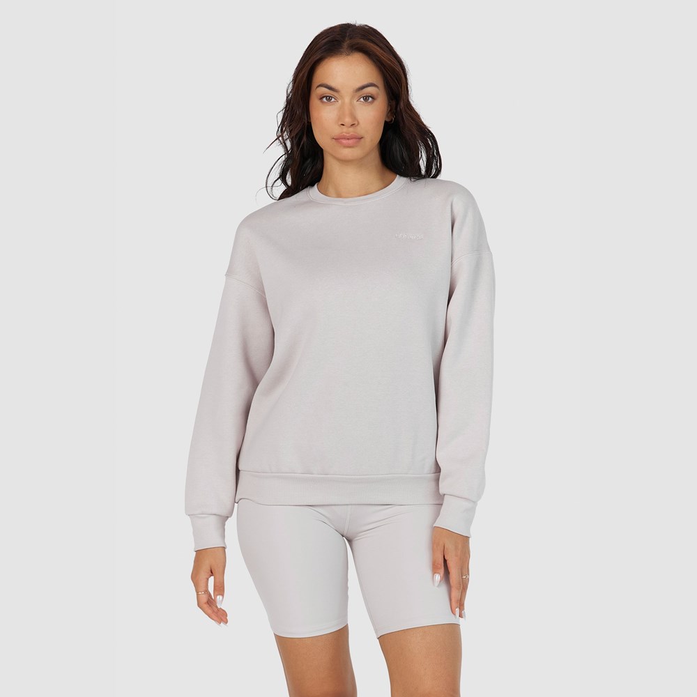 Lounge Underwear 365 Oversized Crew Neck Jumper Stone | RCOKIQ-084