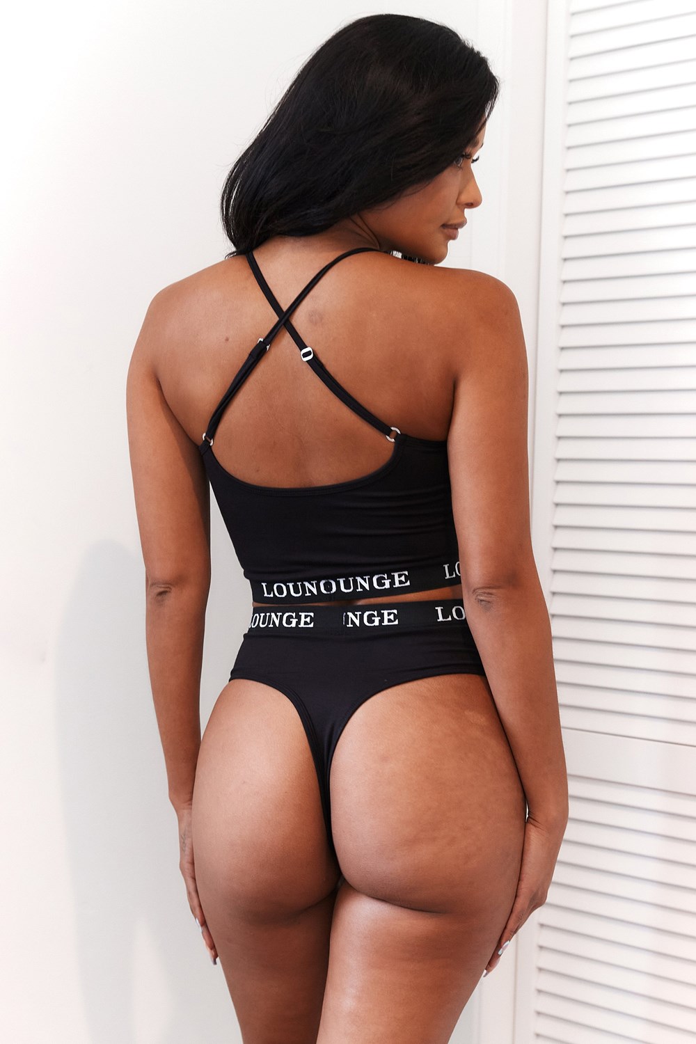 Lounge Underwear Bamboo Basic Bralette & Lanières/Briefs Set Noir | BCZWJY-937