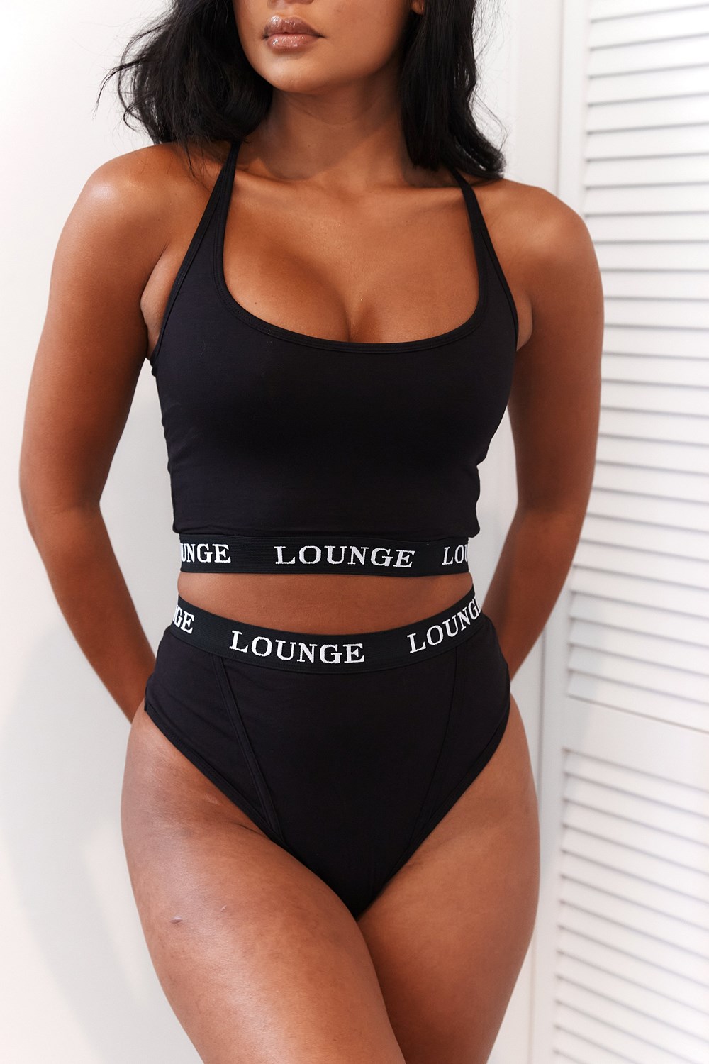 Lounge Underwear Bamboo Basic Bralette & Lanières/Briefs Set Noir | BCZWJY-937