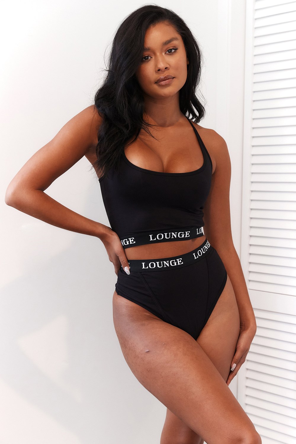 Lounge Underwear Bamboo Basic Bralette & Lanières/Briefs Set Noir | BCZWJY-937