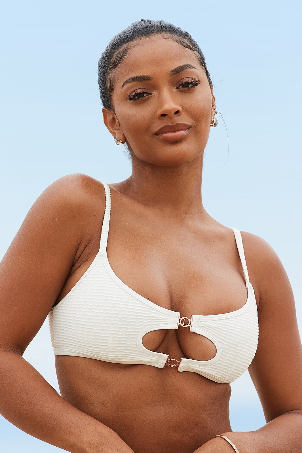 Lounge Underwear Cali Textured Bikini Top Blanche | DKIABZ-507