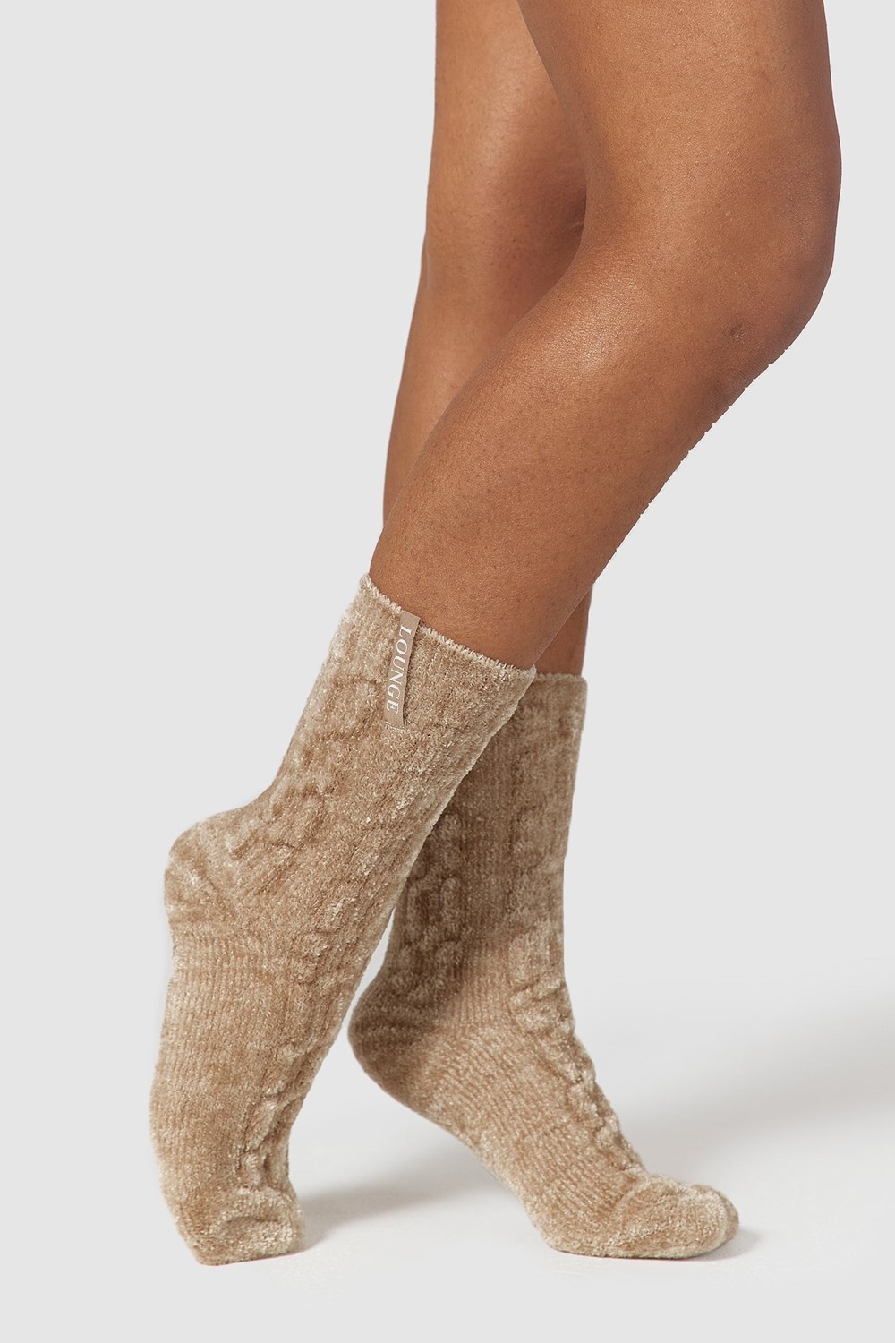 Lounge Underwear Chenille Tricoté Socks Mink | BQMOPL-783