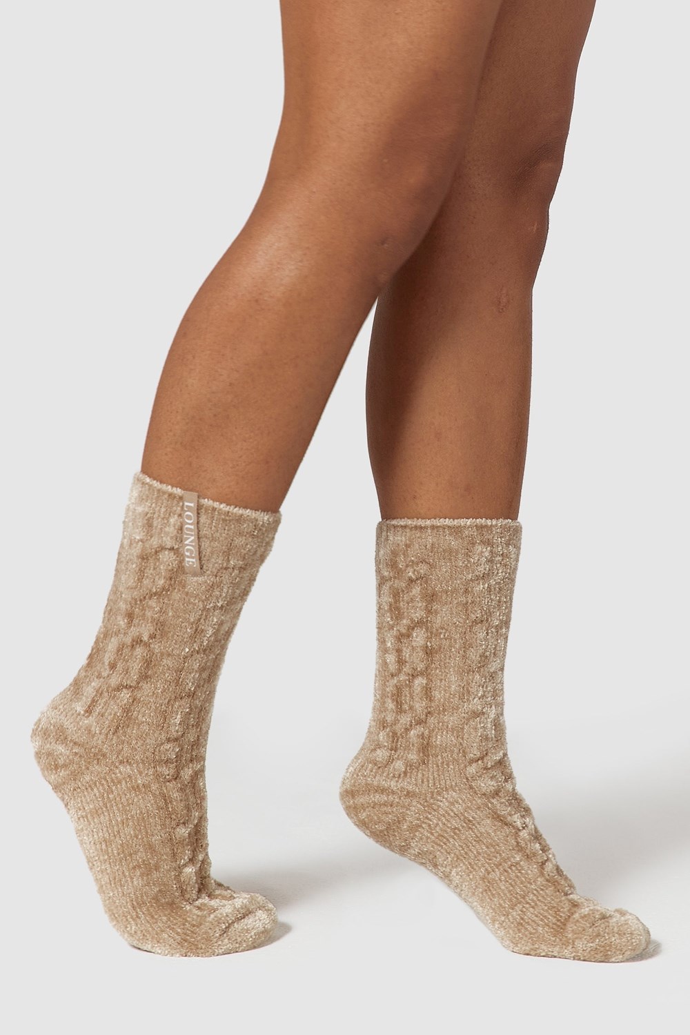 Lounge Underwear Chenille Tricoté Socks Mink | BQMOPL-783