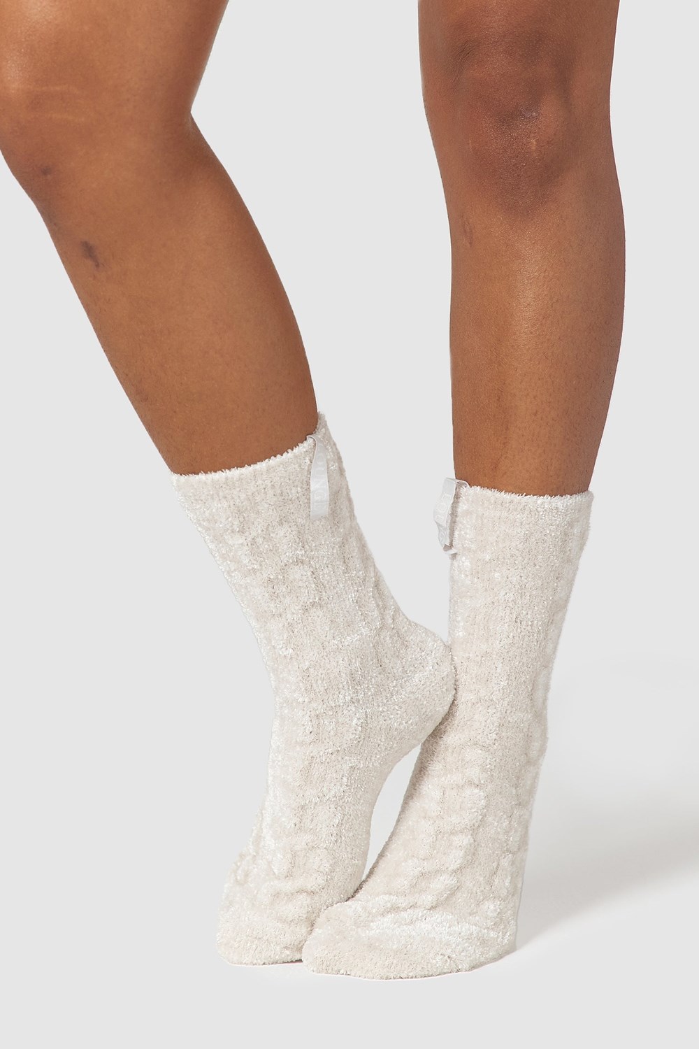 Lounge Underwear Chenille Tricoté Socks Pearl | CQKIBD-940