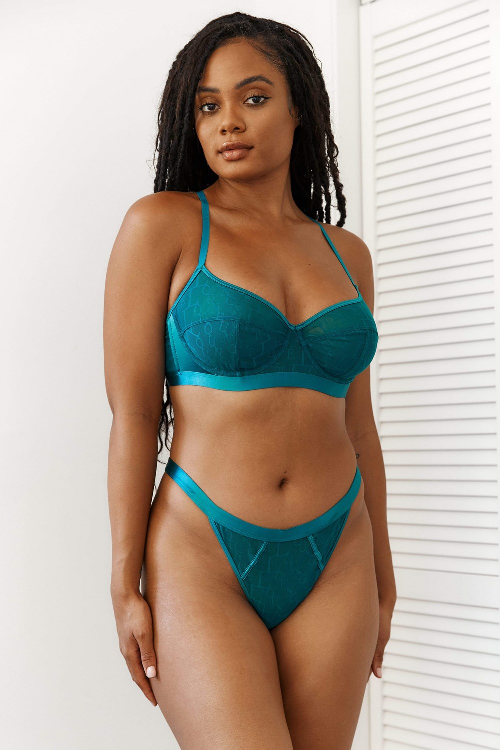 Lounge Underwear Chic Balcony Bra & Lanières Set Turquoise | IPQATE-948