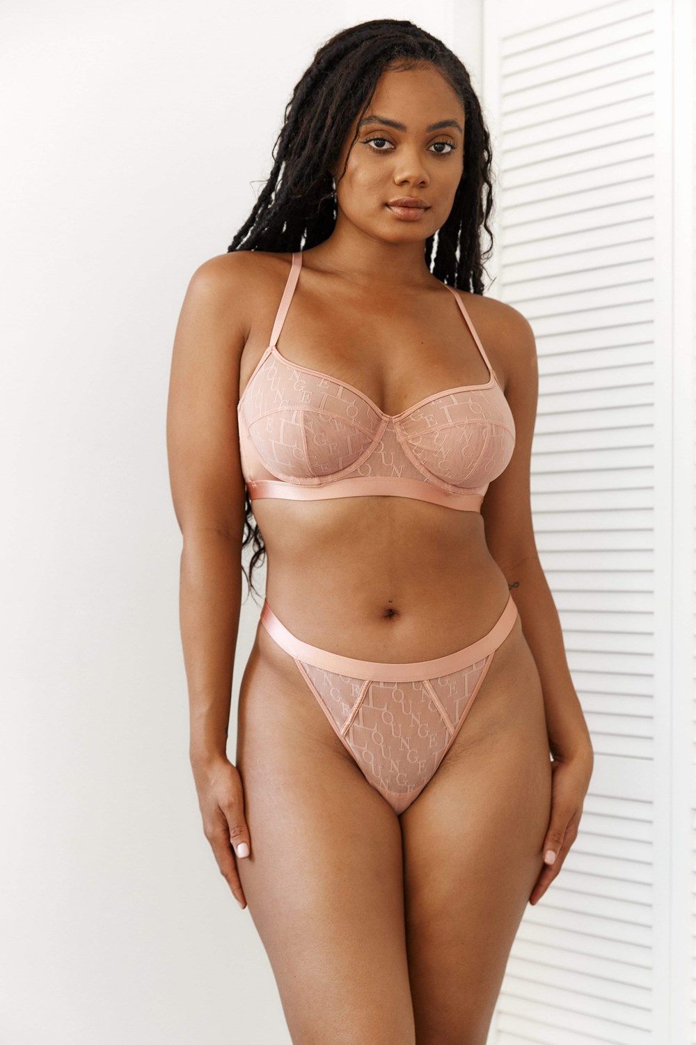 Lounge Underwear Chic Balcony Bra & Lanières Set Rose | SZNTLQ-801