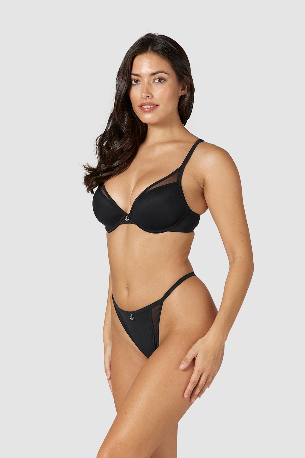 Lounge Underwear Classiche Plunge T-shirt Bra & Lanières/Briefs Set Noir | GHVCSZ-690