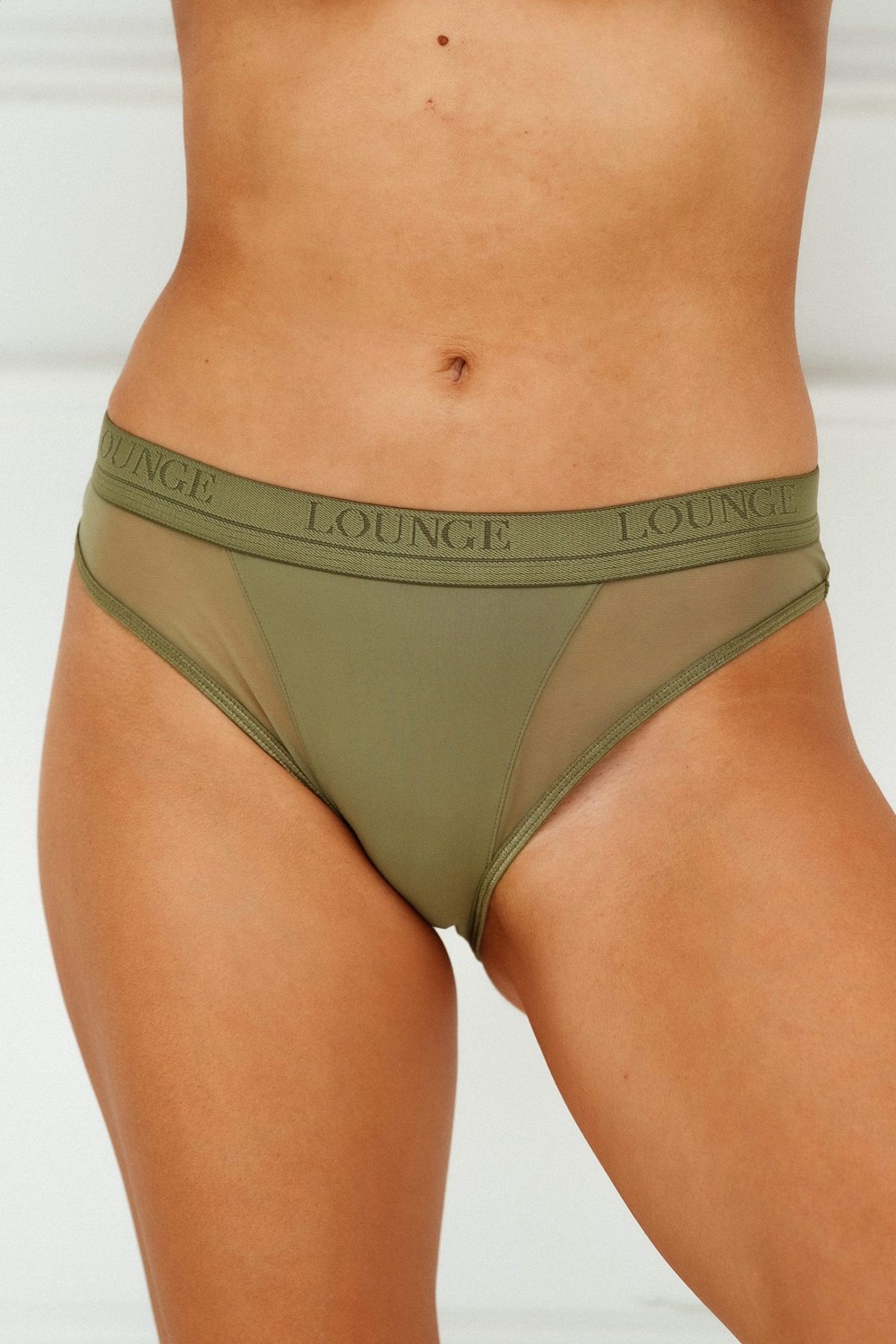 Lounge Underwear Contour Mesh Briefs Kaki | EJRXYM-873