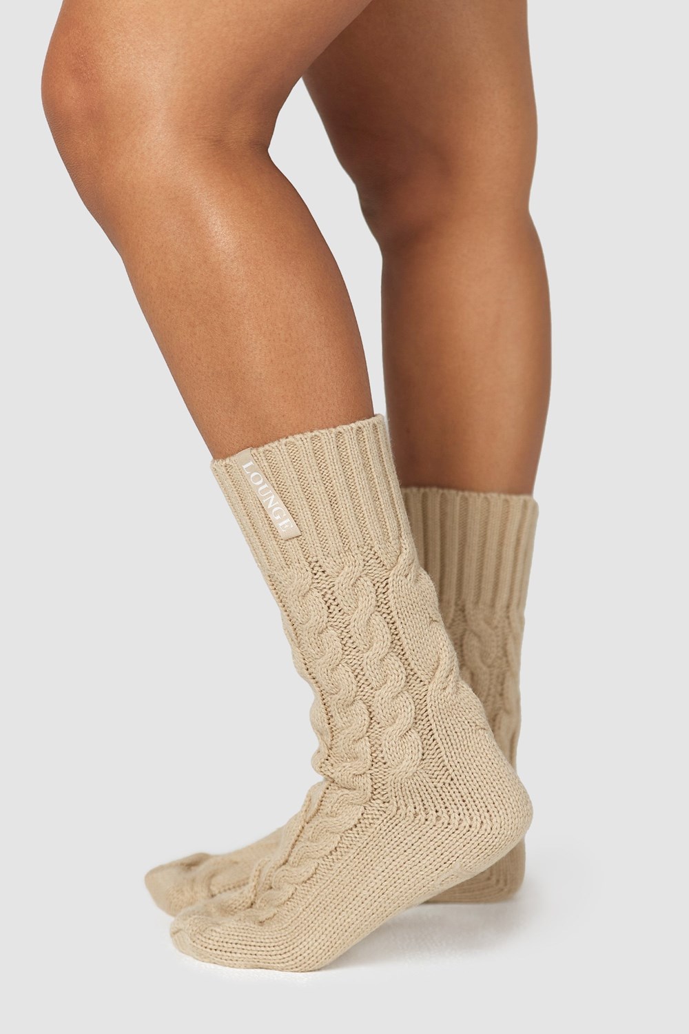 Lounge Underwear Cosy Tricoté Socks Mink | MRPUIX-754