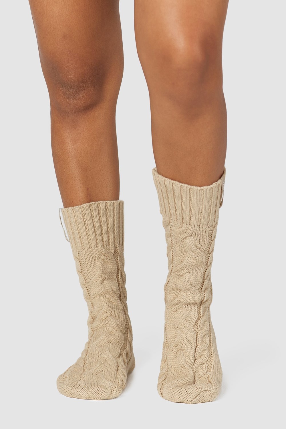 Lounge Underwear Cosy Tricoté Socks Mink | MRPUIX-754