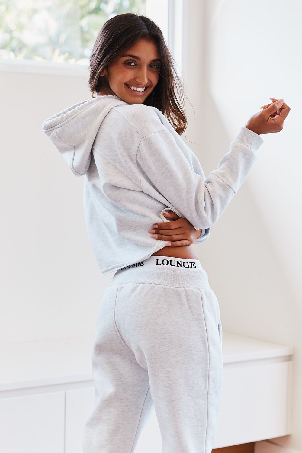 Lounge Underwear Cropped Hoodie Blanche | FUWOCS-708