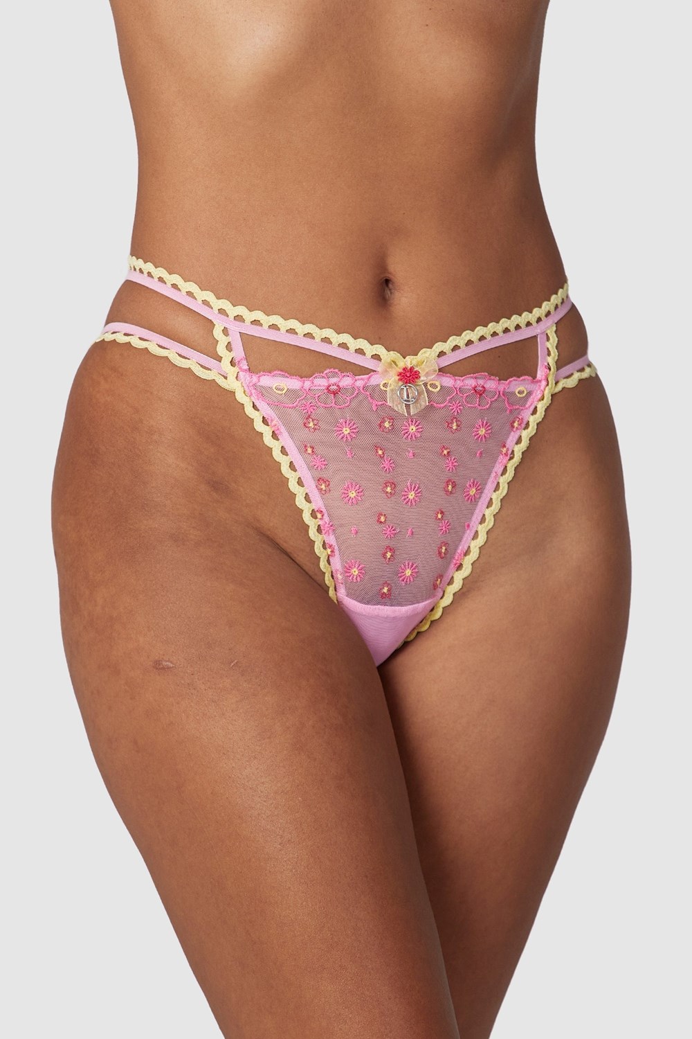 Lounge Underwear Daisy Embroidered Briefs Rose | GNVMUP-904