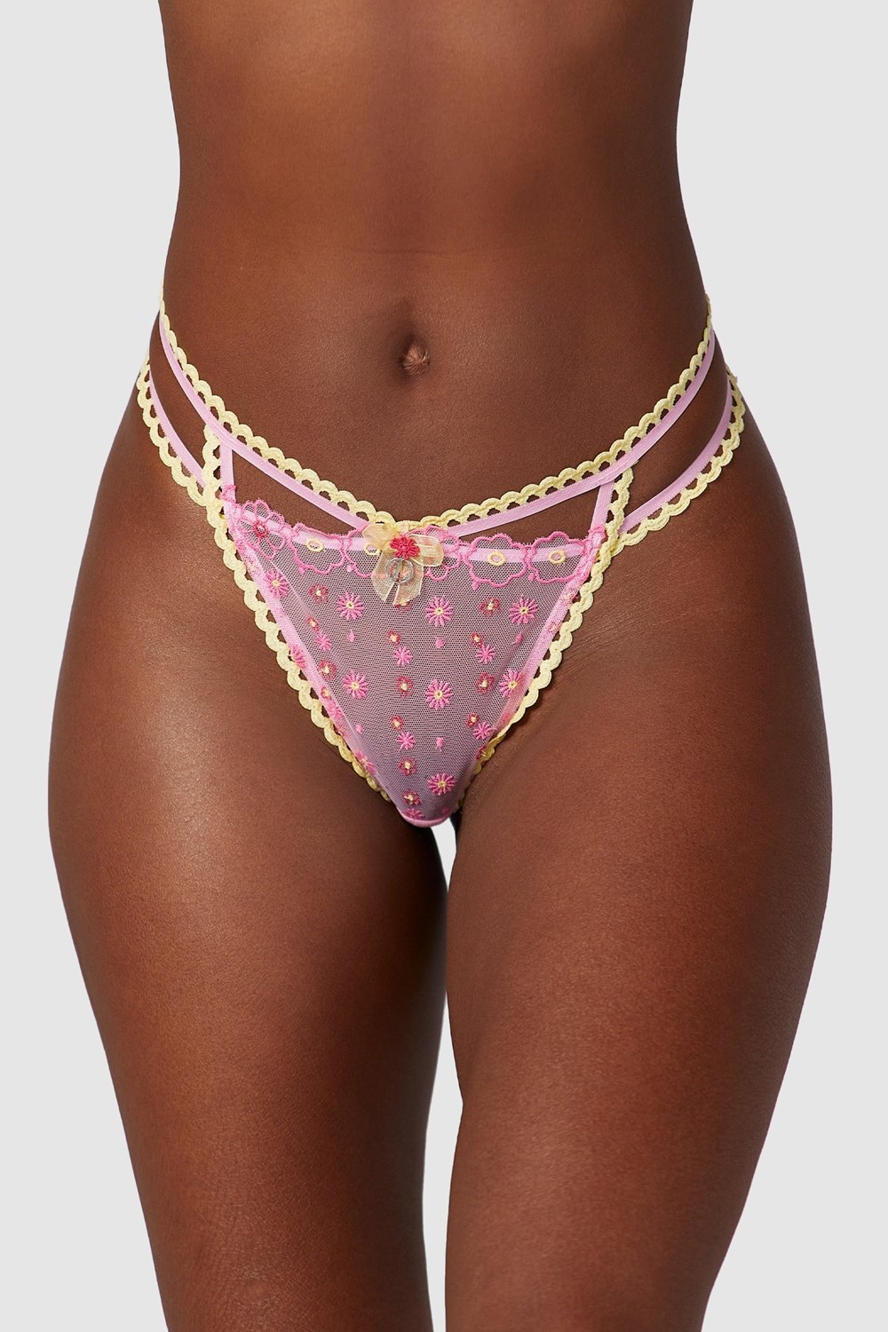 Lounge Underwear Daisy Embroidered Briefs Rose | GNVMUP-904