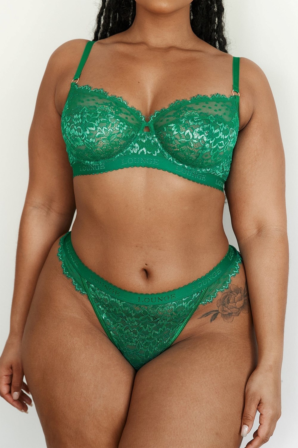 Lounge Underwear Desire Balcony Bra & Lanières/Briefs Set Emerald | CXEINB-326