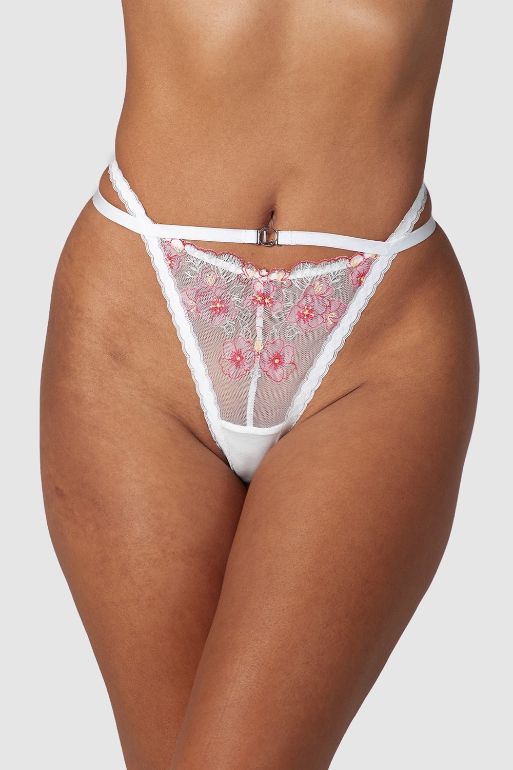 Lounge Underwear Ditsy Embroidered G-string Blanche | DVGCRE-852