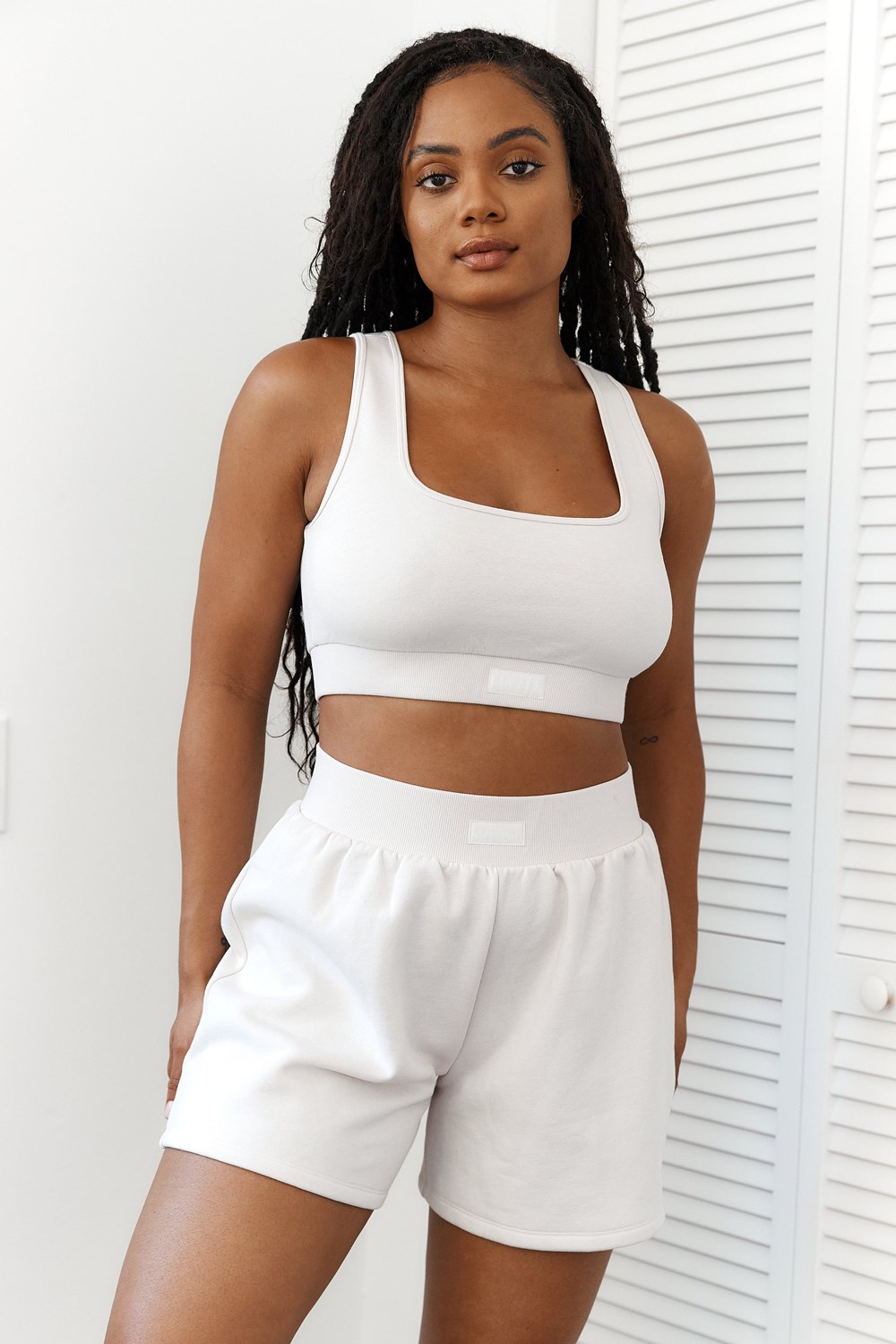 Lounge Underwear Essential Crop Top & Shorts Set Blanche | EPHSDQ-536