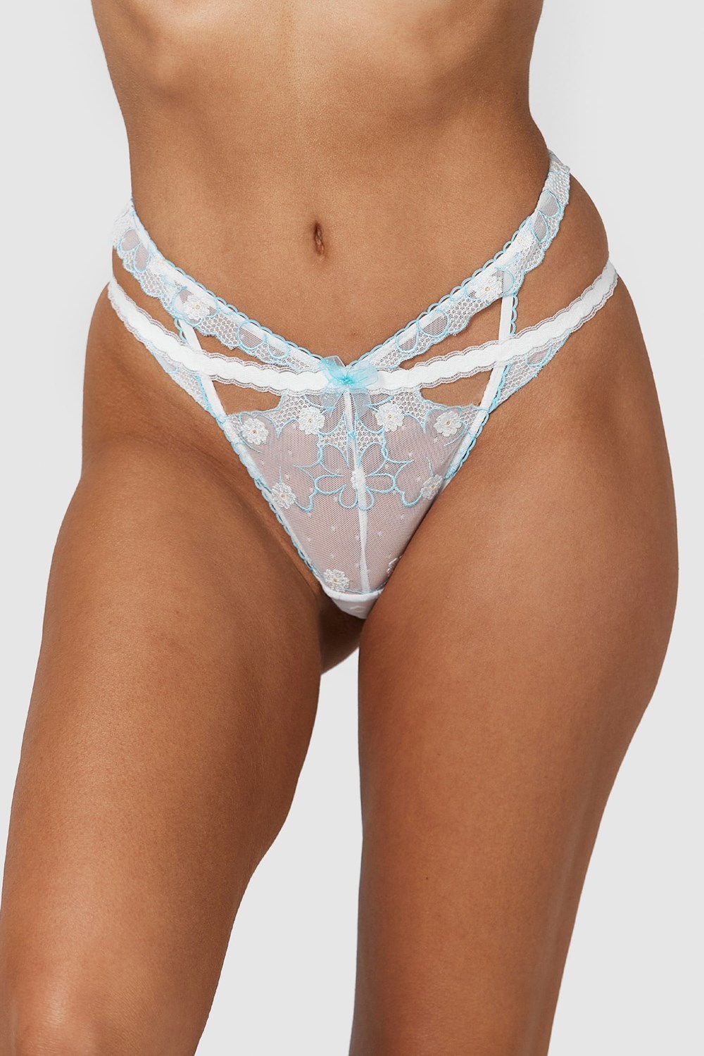 Lounge Underwear Fleur G-string Blanche Bleu | EJWUAN-382