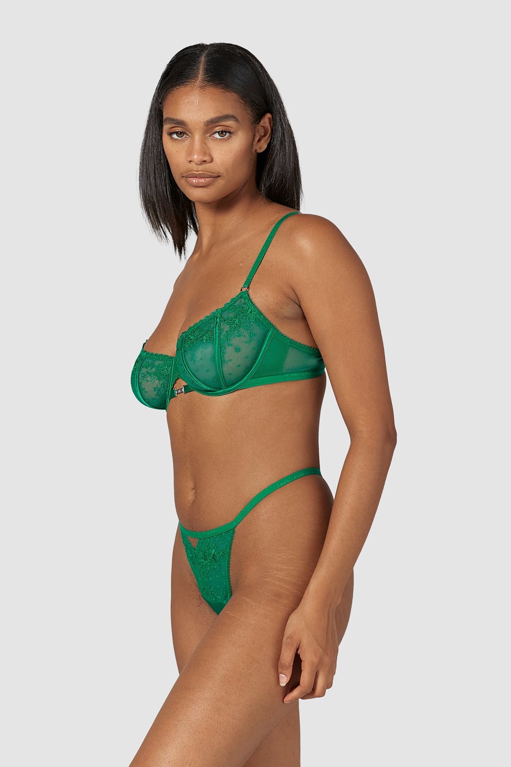 Lounge Underwear Flirt Balcony Bra & G-string/Briefs Set Emerald | EXCFQD-617