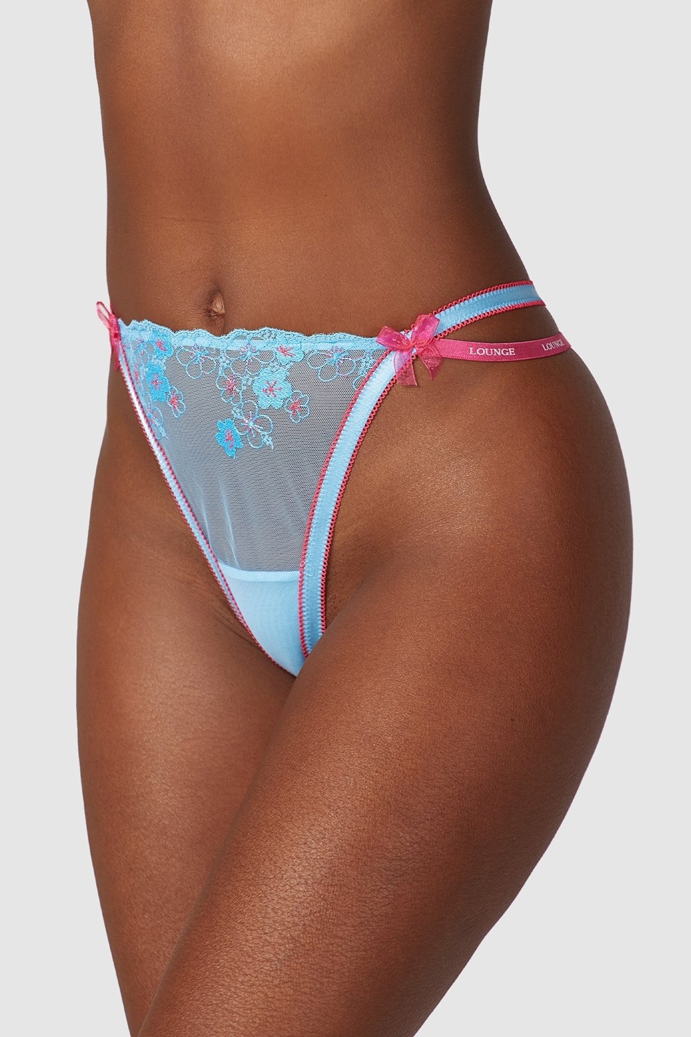 Lounge Underwear Floral Embroidered Lanières Bleu | CXYVFU-054