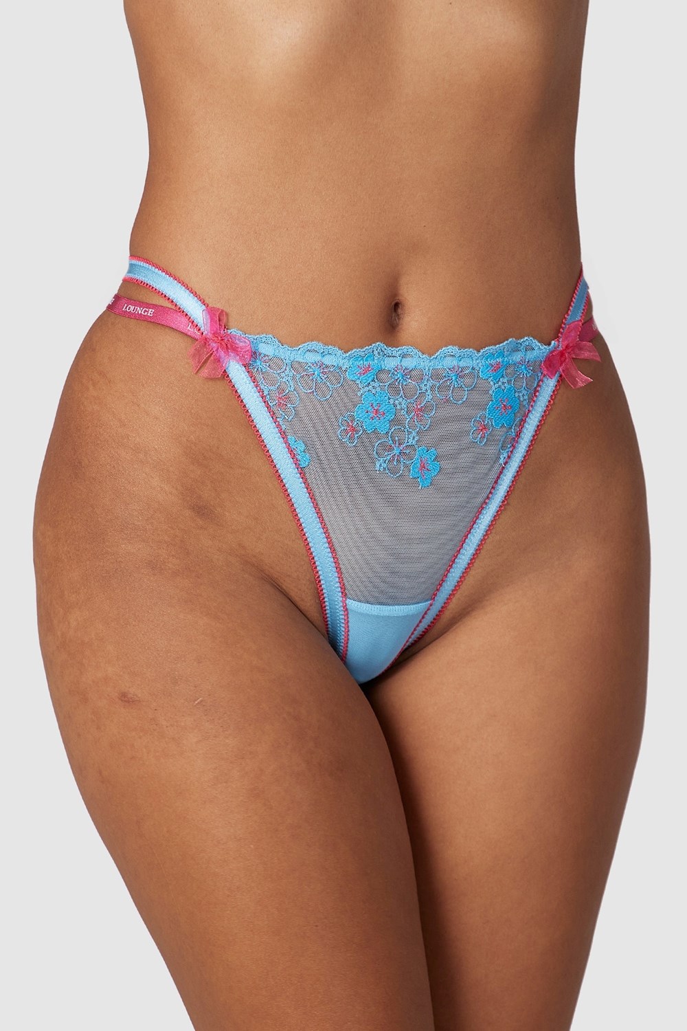 Lounge Underwear Floral Embroidered Lanières Bleu | CXYVFU-054