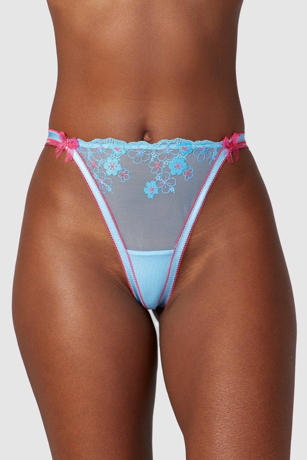 Lounge Underwear Floral Embroidered Lanières Bleu | KZDJXP-164