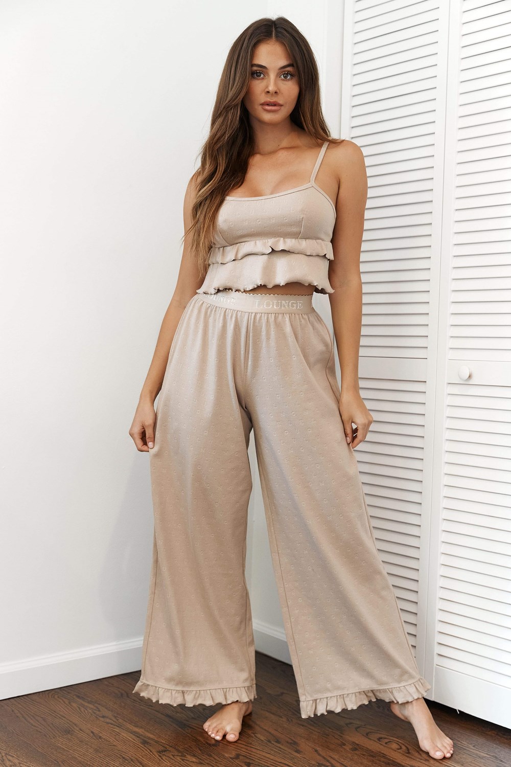 Lounge Underwear Frill Pajama Trousers Mink | HWFJUQ-561