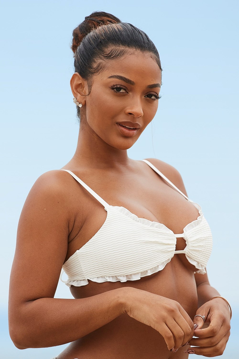 Lounge Underwear Hawaii Textured Bikini Top Blanche | SKTCZG-154