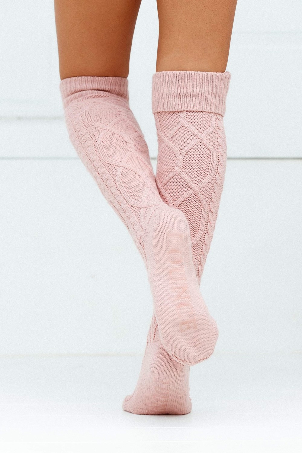 Lounge Underwear Knee-High Cosy Tricoté Socks Rose | PQYRCU-632