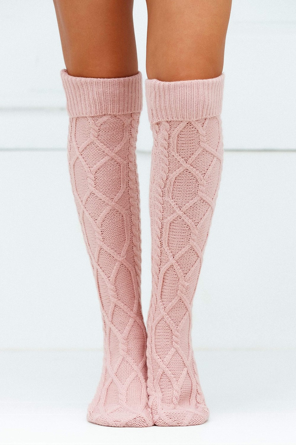 Lounge Underwear Knee-High Cosy Tricoté Socks Rose | PQYRCU-632