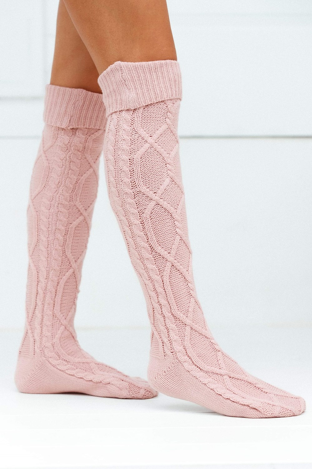 Lounge Underwear Knee-High Cosy Tricoté Socks Rose | PQYRCU-632