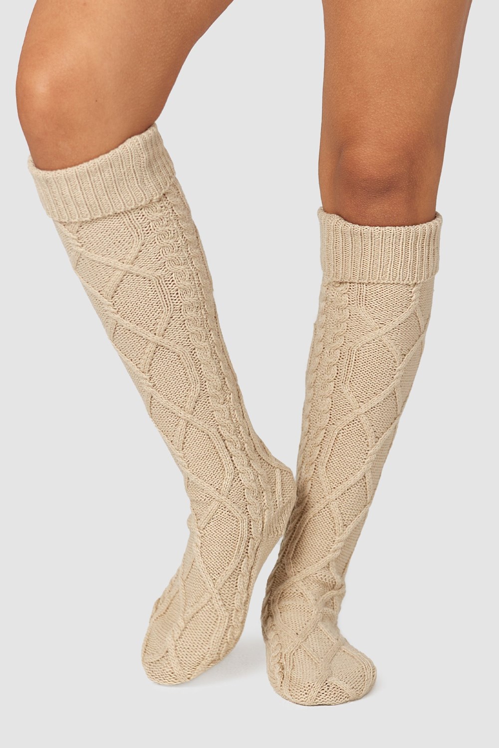 Lounge Underwear Knee-High Cosy Tricoté Socks Mink | XUVBDI-421