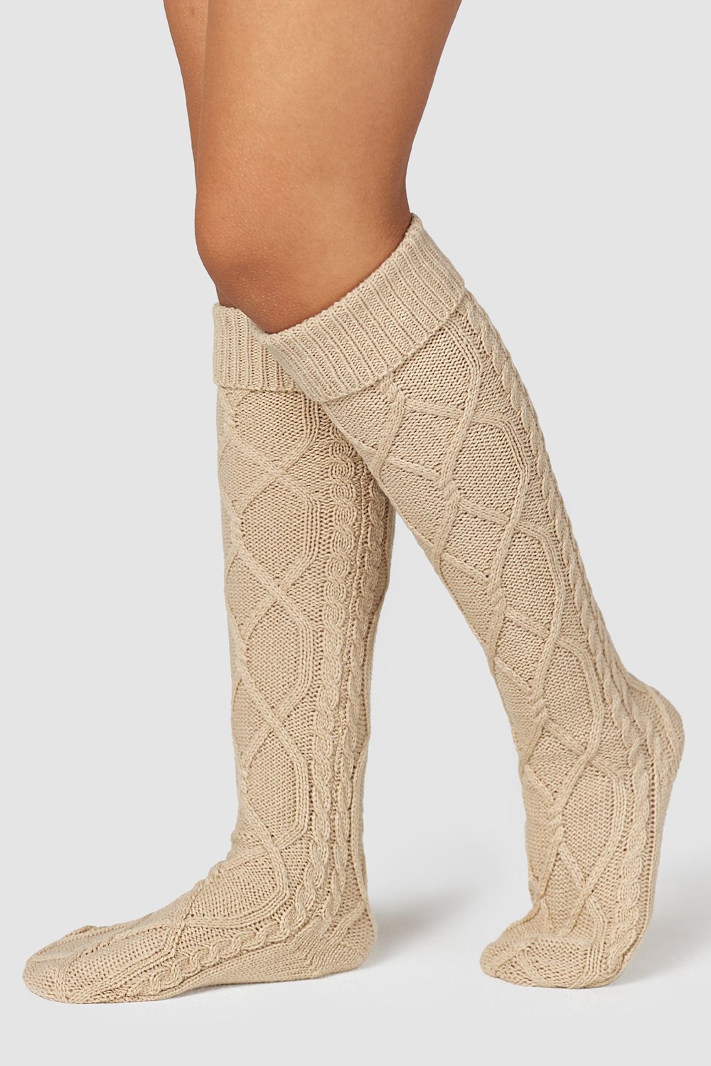 Lounge Underwear Knee-High Cosy Tricoté Socks Mink | XUVBDI-421