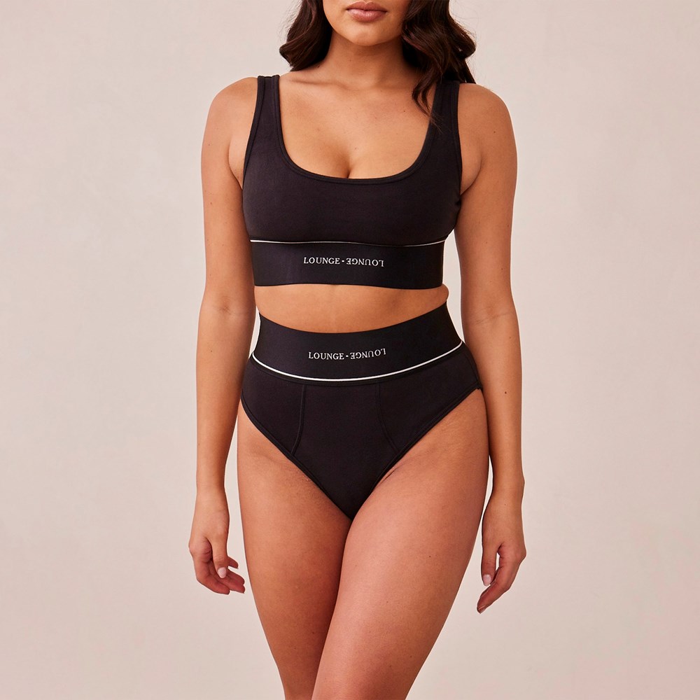 Lounge Underwear Loungerie Bralette & Briefs Set Noir | FIXCWU-654