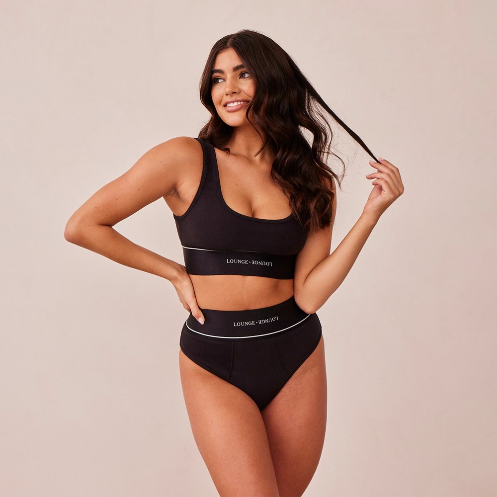 Lounge Underwear Loungerie Bralette & Briefs Set Noir | FIXCWU-654