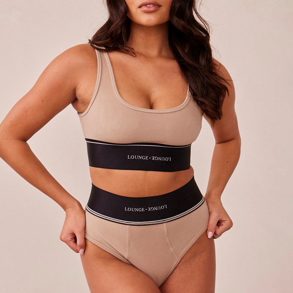 Lounge Underwear Loungerie Bralette & Briefs Set Mink | HXDMYA-862