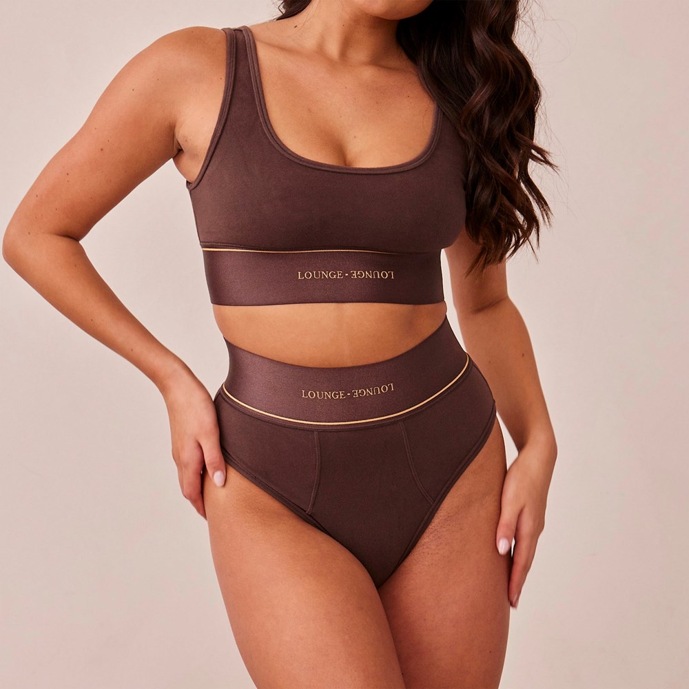 Lounge Underwear Loungerie Bralette & Briefs Set Chocolat | YKWZHX-936