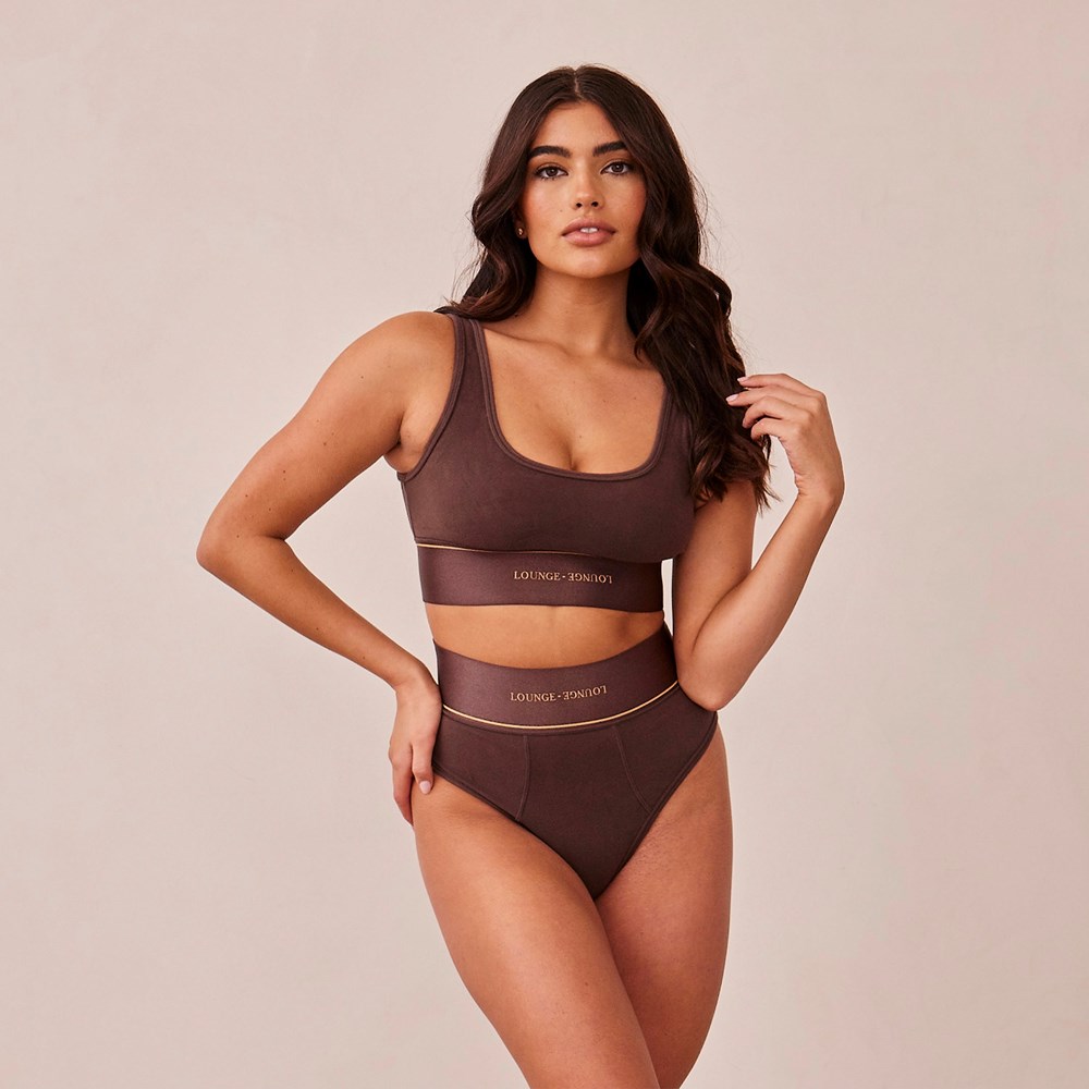 Lounge Underwear Loungerie Bralette & Briefs Set Chocolat | YKWZHX-936