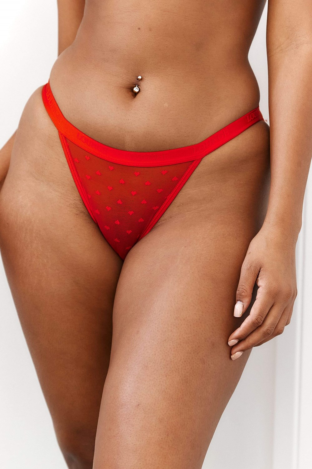 Lounge Underwear Love Heart Mesh Triangle Briefs Rouge | SQPXTK-169