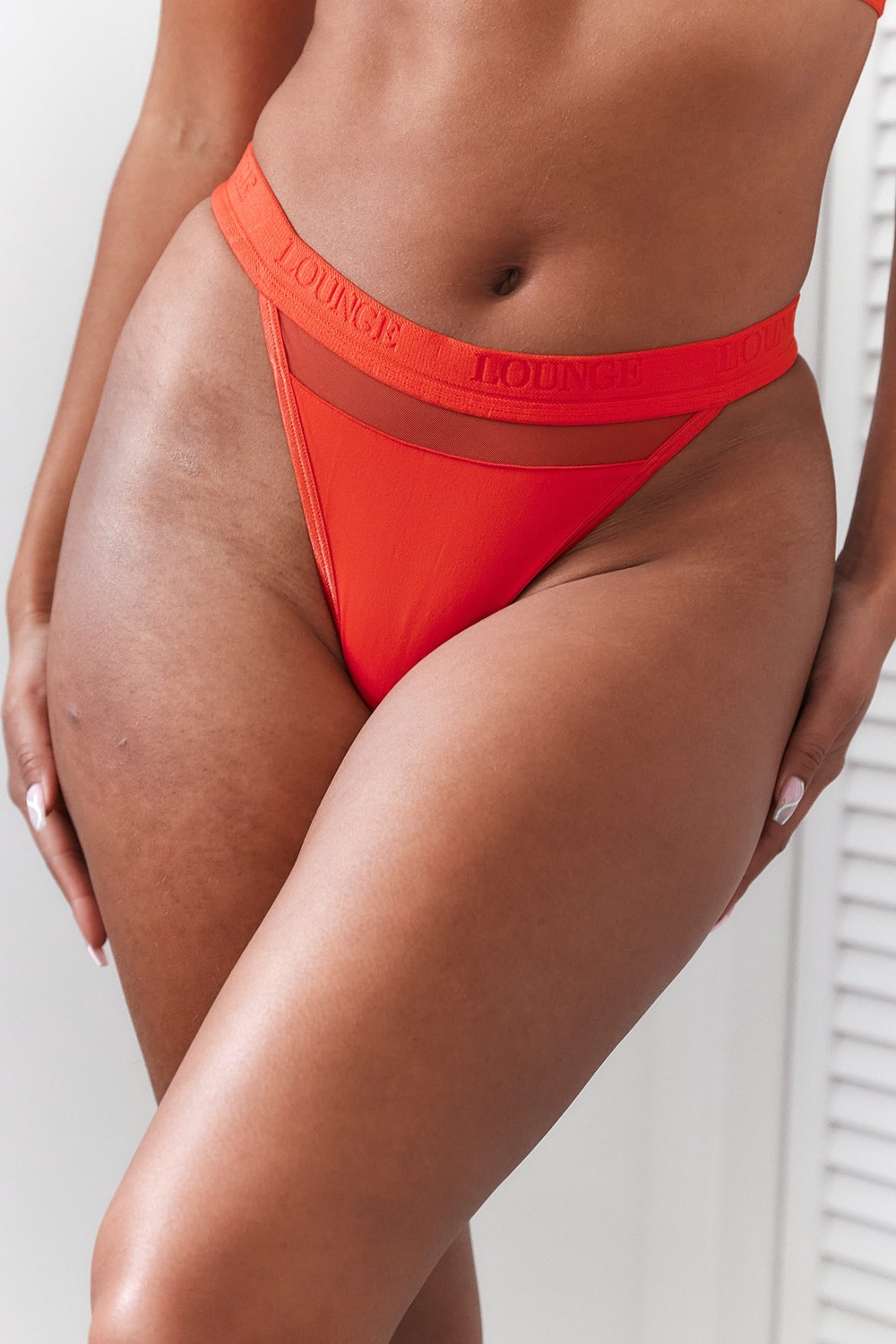 Lounge Underwear Mesh Lanières Rouge | MBLROK-760