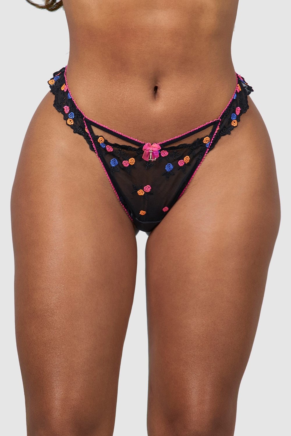 Lounge Underwear Neon G-string Noir | CEMDQW-873