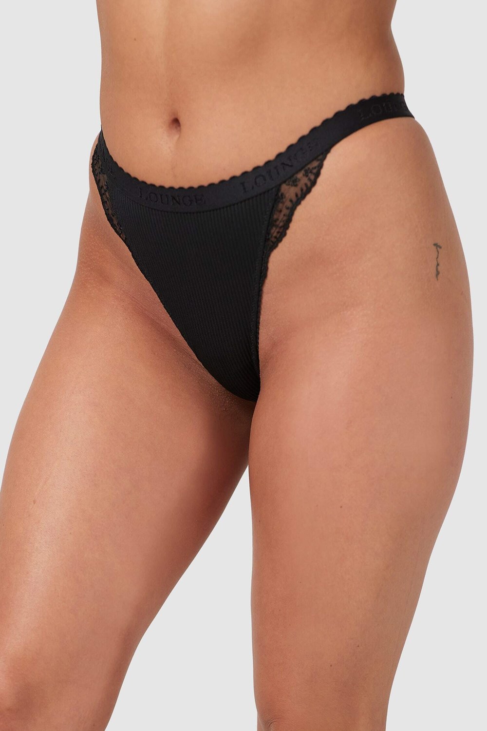 Lounge Underwear Nervuré Lanières Noir | AFOYLU-560