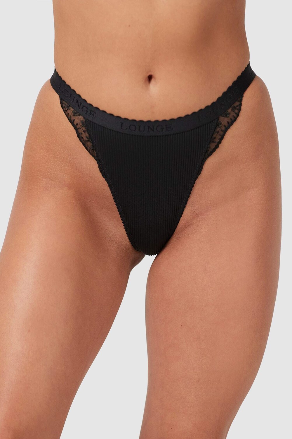 Lounge Underwear Nervuré Lanières Noir | ZPCIAU-358