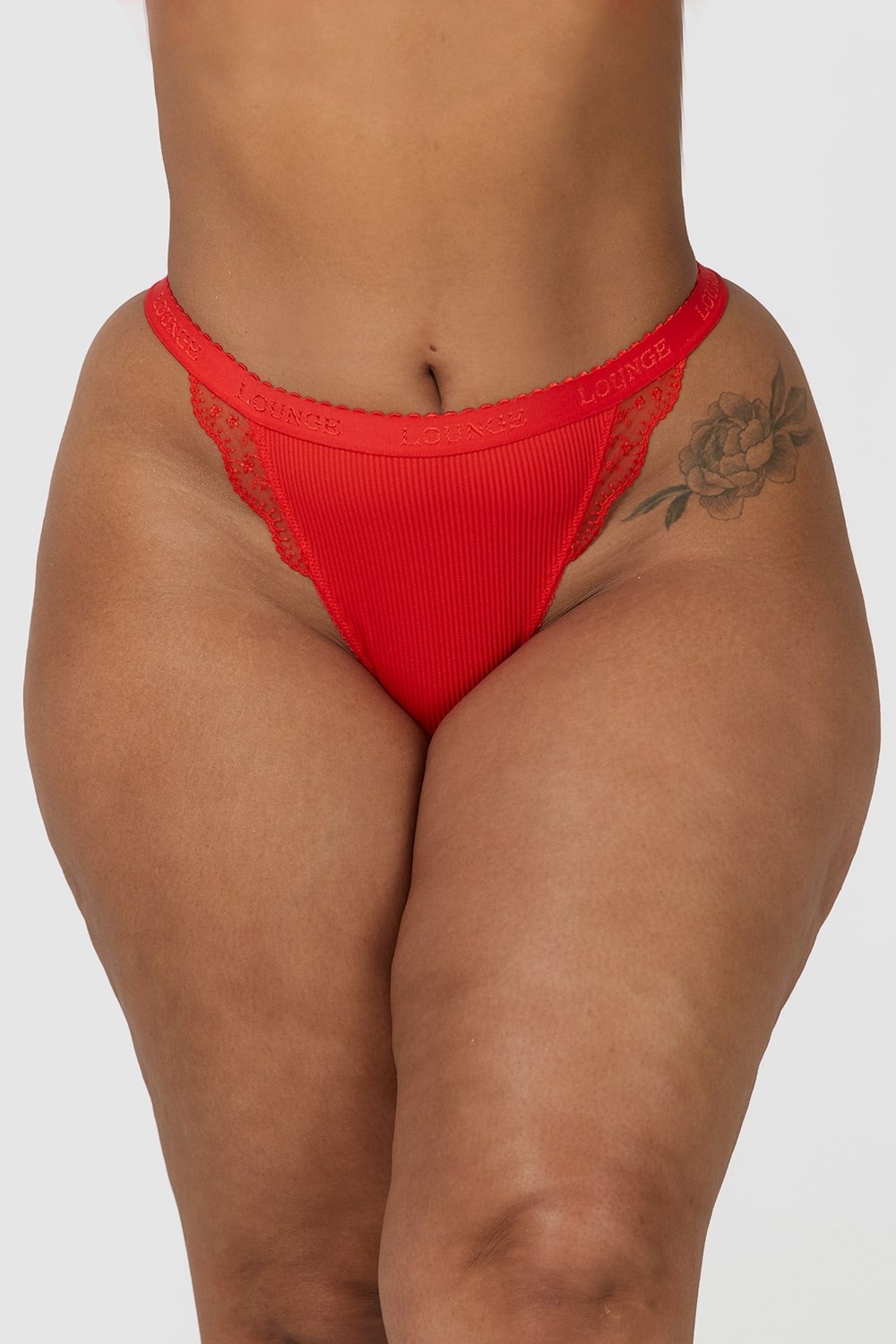 Lounge Underwear Nervuré Lanières Rouge | VRZTJA-615