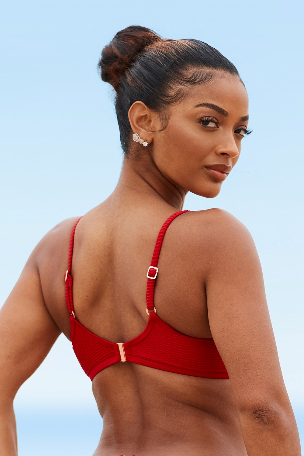 Lounge Underwear New York Textured Bikini Top Rouge | VHIFLY-057