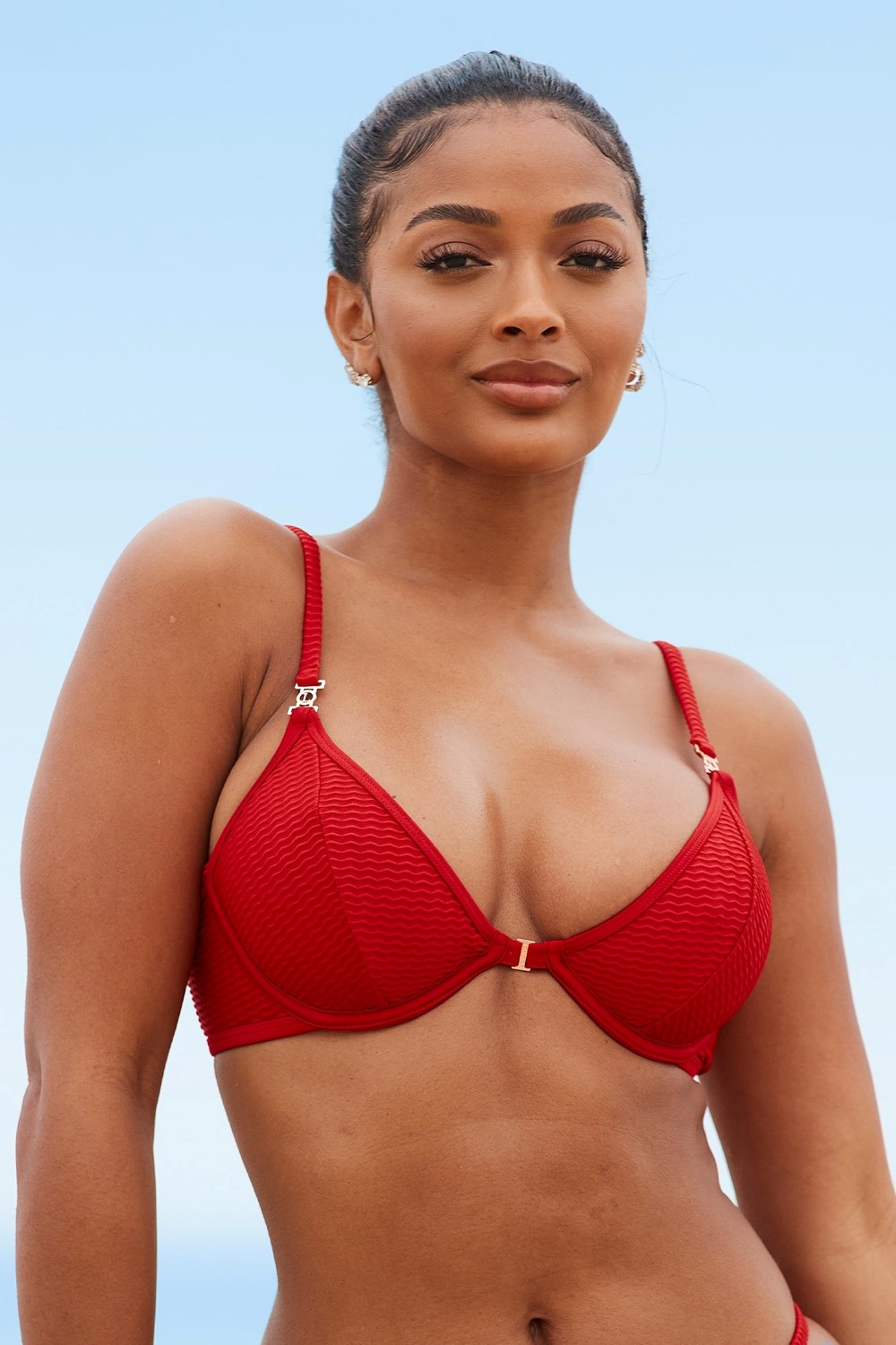 Lounge Underwear New York Textured Bikini Top Rouge | VHIFLY-057