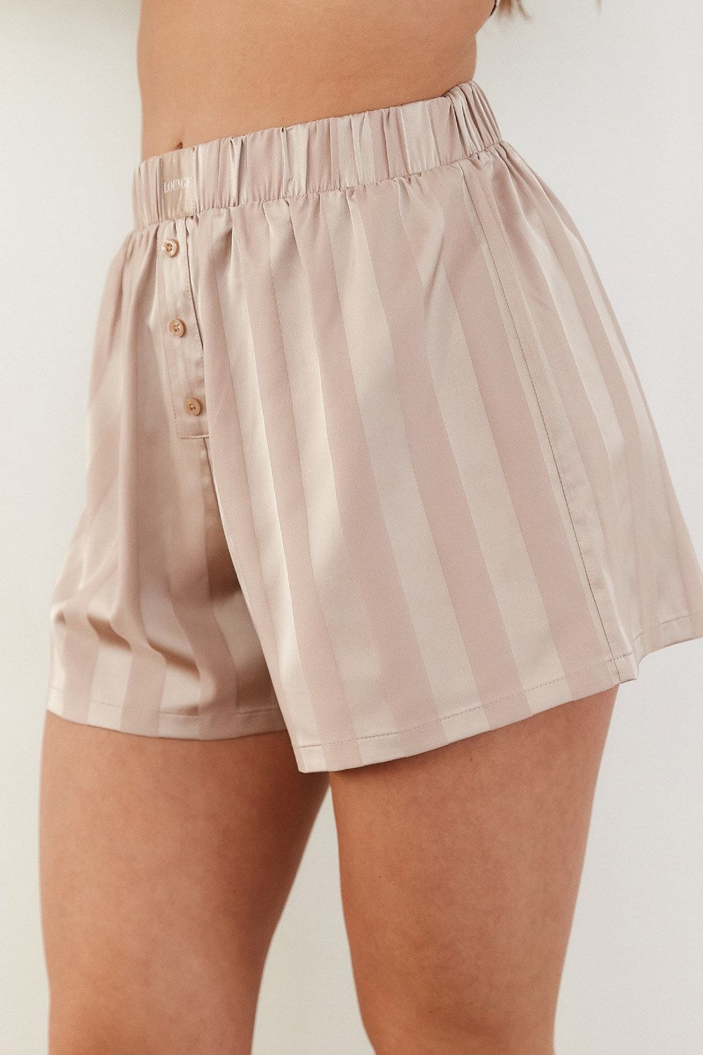 Lounge Underwear Rayé Satin Pajama Shorts Mink | KQHURY-691