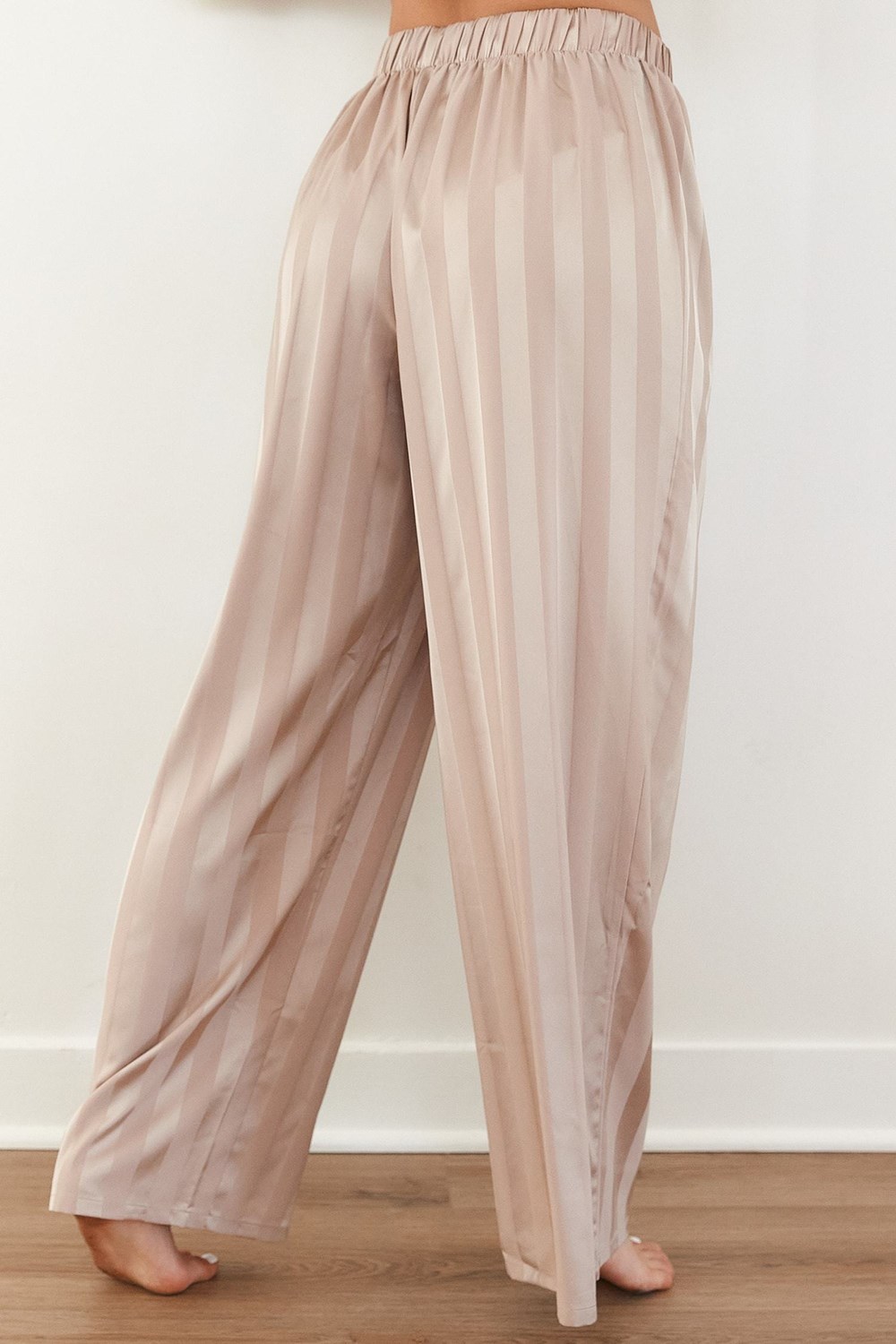 Lounge Underwear Rayé Satin Pajama Trousers Mink | VYXLUN-750