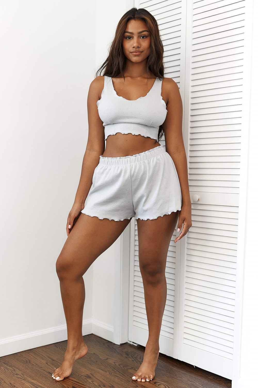 Lounge Underwear Ruffle Pajama Shorts Frost | VQMTFX-984