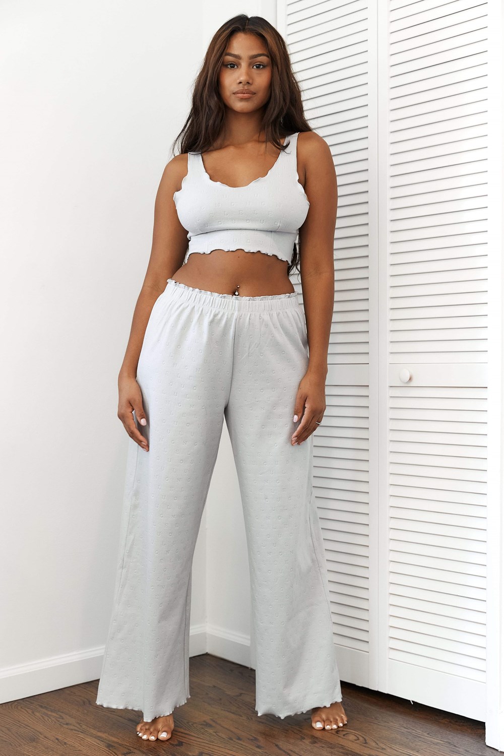 Lounge Underwear Ruffle Pajama Trousers Frost | FGNLCV-580