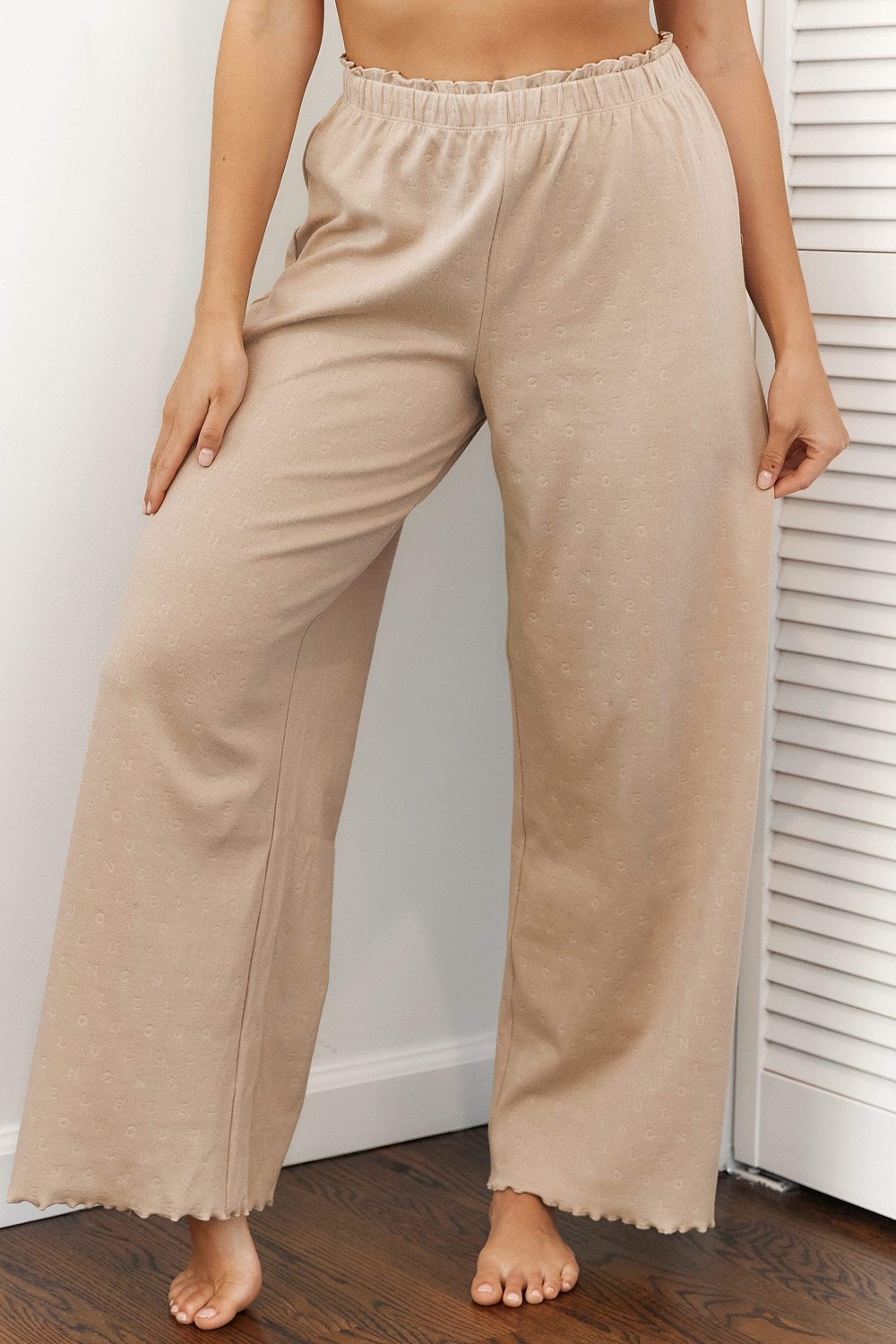 Lounge Underwear Ruffle Pajama Trousers Mink | LCZMSW-607